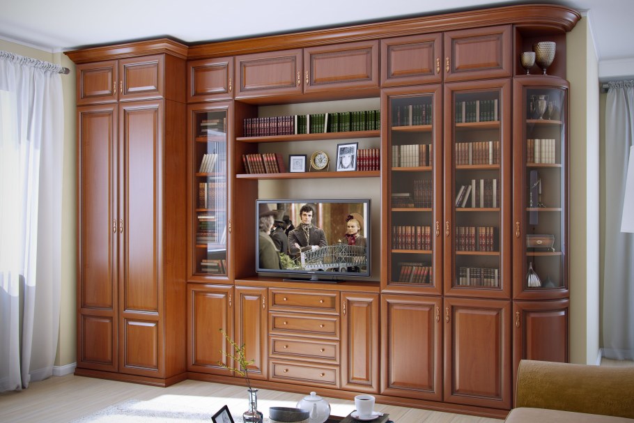 Стенка с книжными шкафами для гостиной
