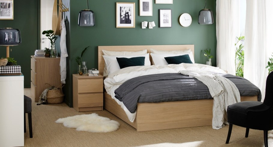 Кровать МАЛЬМ дуб икеа