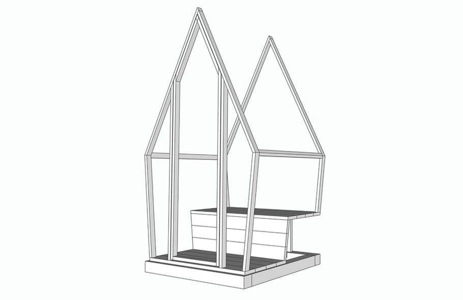 Чертёж уличного туалета с выгребной ямой