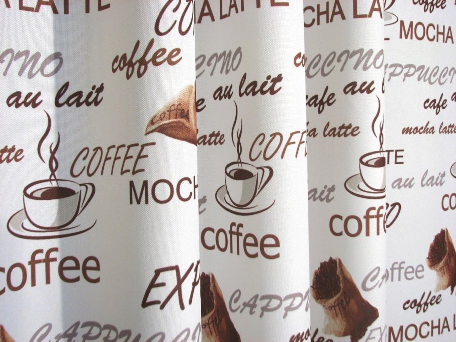 Тюль с кофейной тематикой