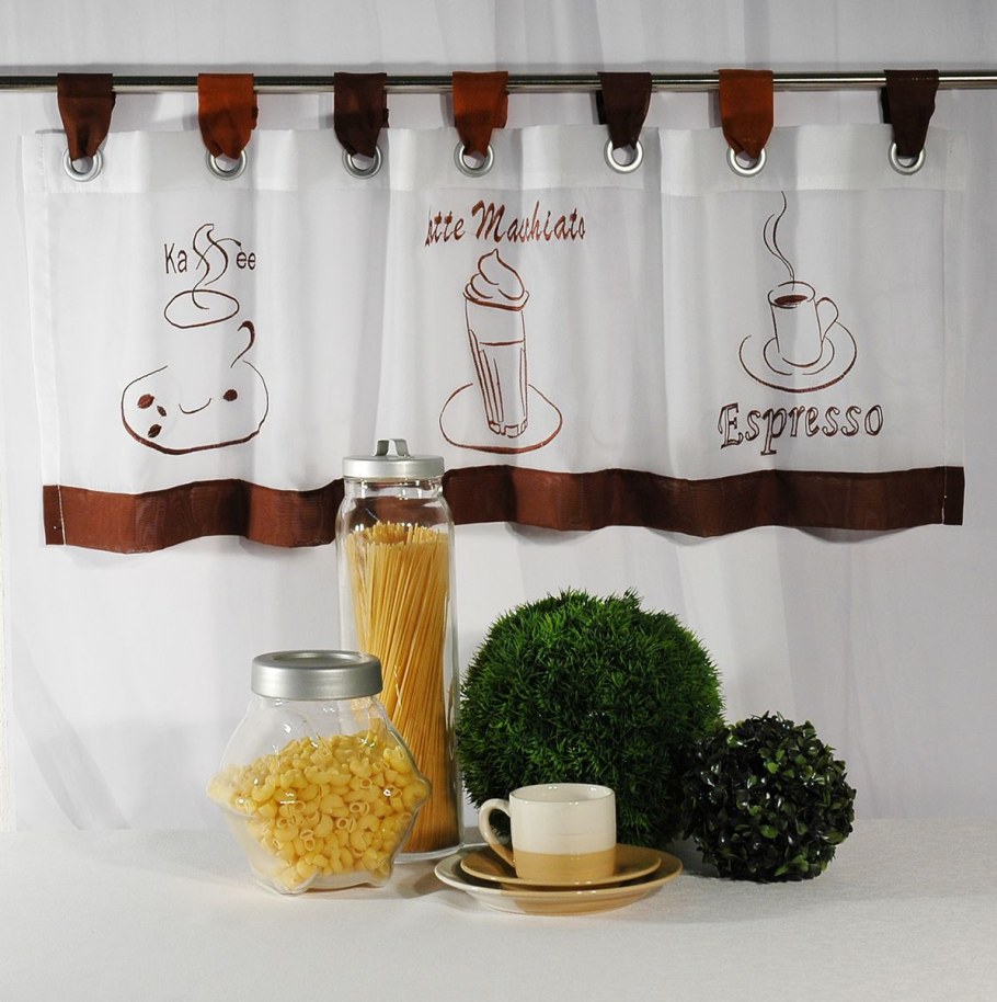 Шторы на кухню с кофейной чашкой