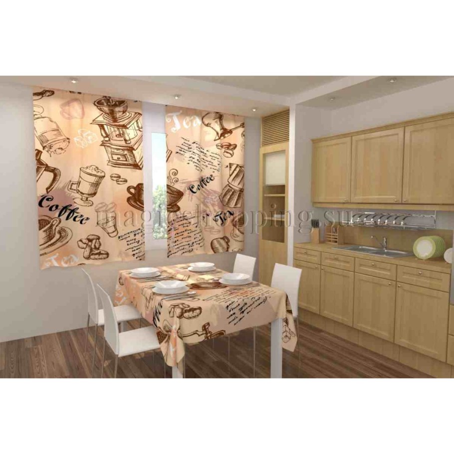 Шторы для кухни с принтом