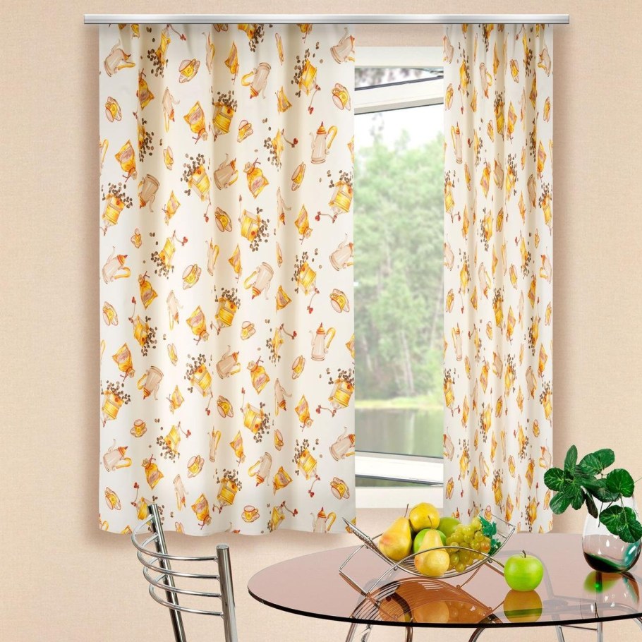 Шторы на кухню с кофейной тематикой
