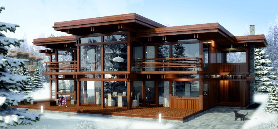 Фахверковый дом с плоской крышей