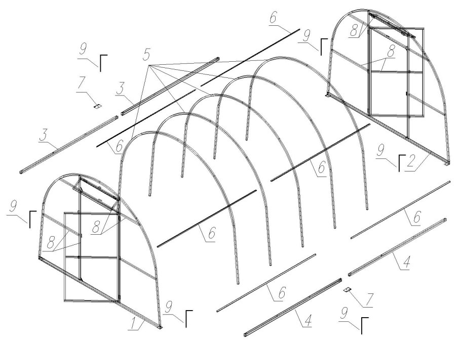 Теплица по Митлайдеру чертеж