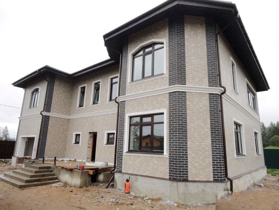 Фасад штукатурка и клинкерная плитка