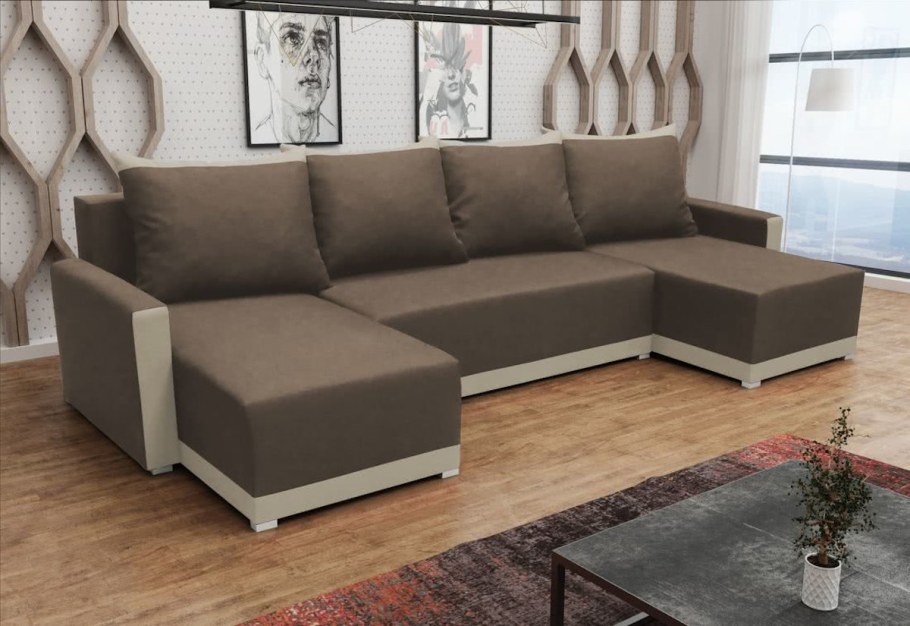 Угловой диван Аджио (п-образный с 2 оттоманками)(Valeri 013/Taft Mint)