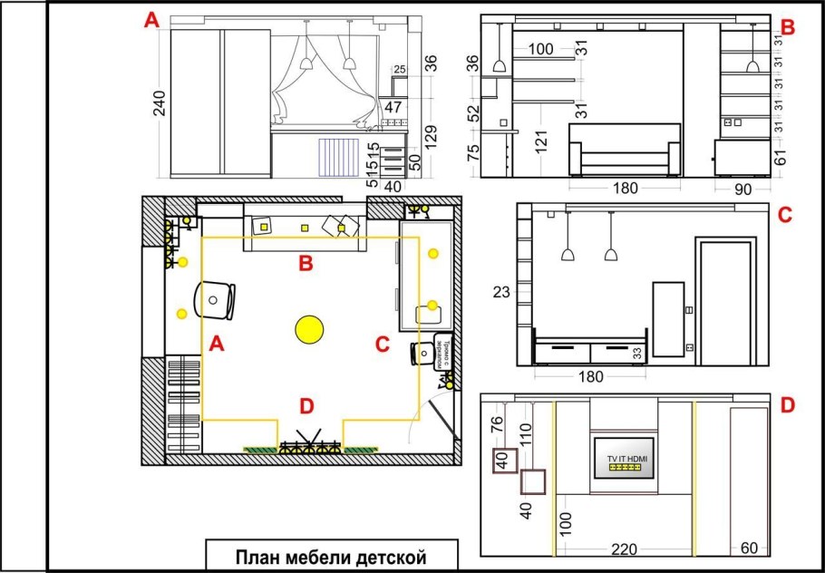 План расстановки мебели в детской