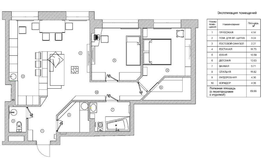 Расстановка мебели чертеж