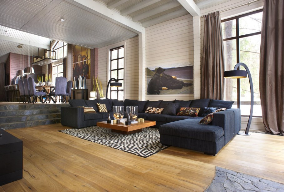 Гостиная деревянный дом Минимализм