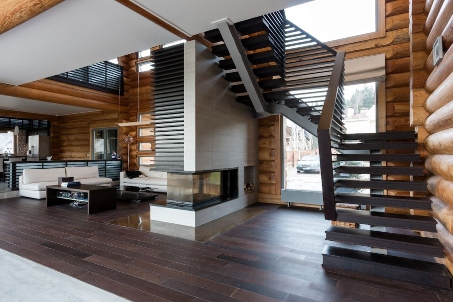 Лофт в доме из бревна