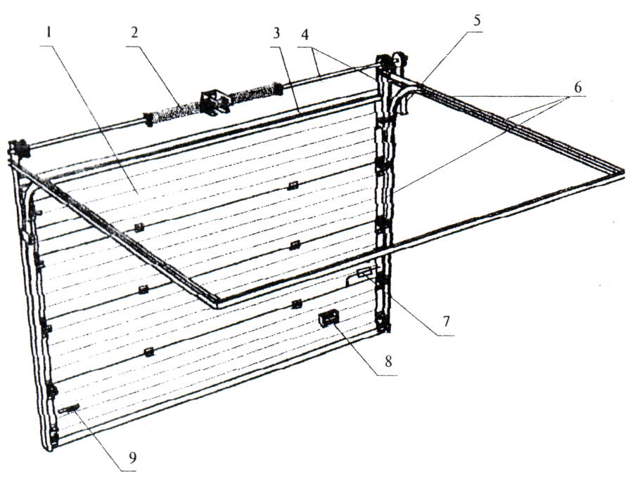 Подъемно-поворотные ворота чертёж