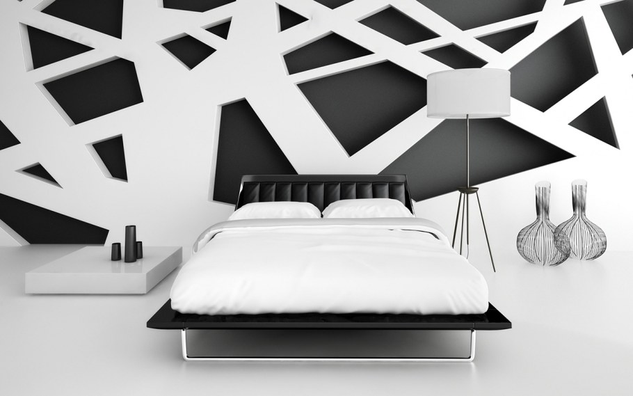 Черные обои в спальне