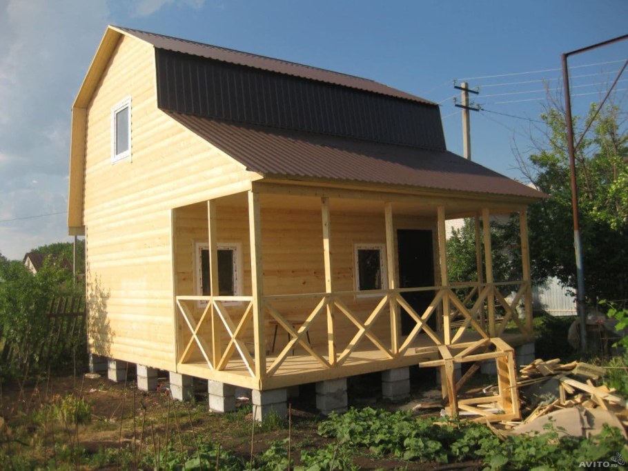 Баня дом 6х8 с мансардой и верандой из бруса под ключ 8