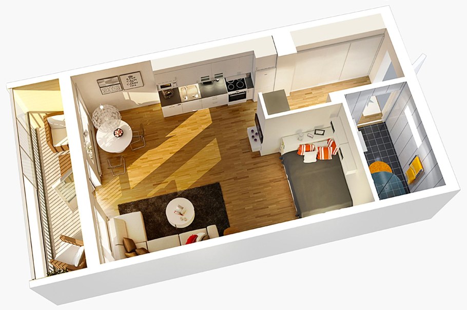 Планировка студии 27 м2 Инсити