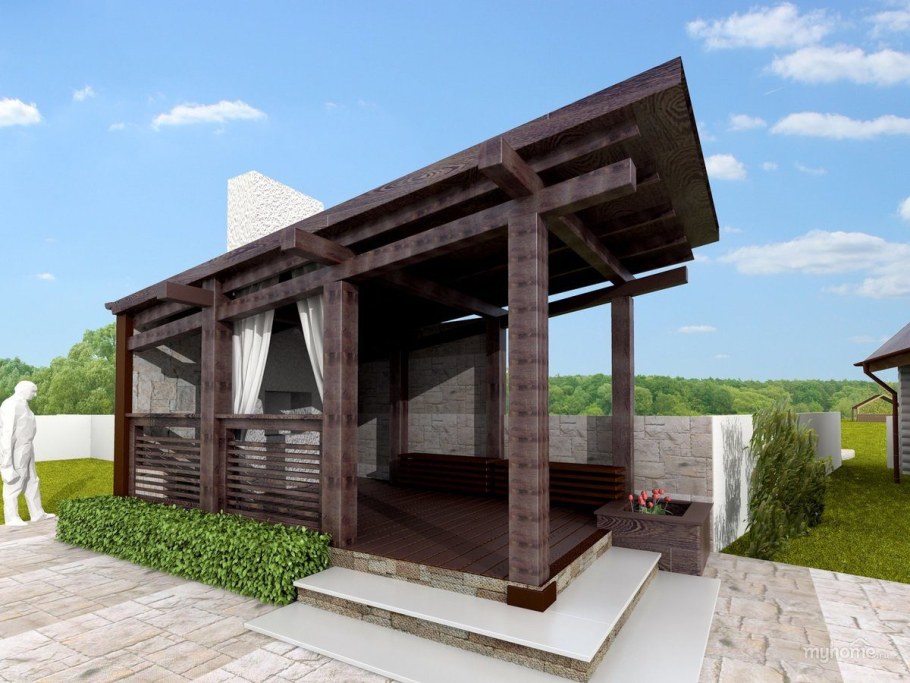 Современная двухэтажная беседка