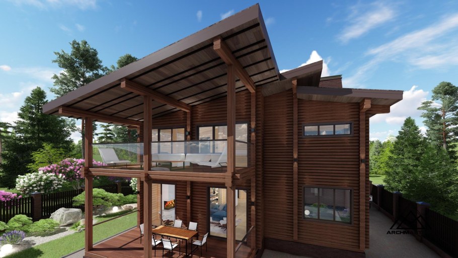 Двухэтажная беседка с барбекю