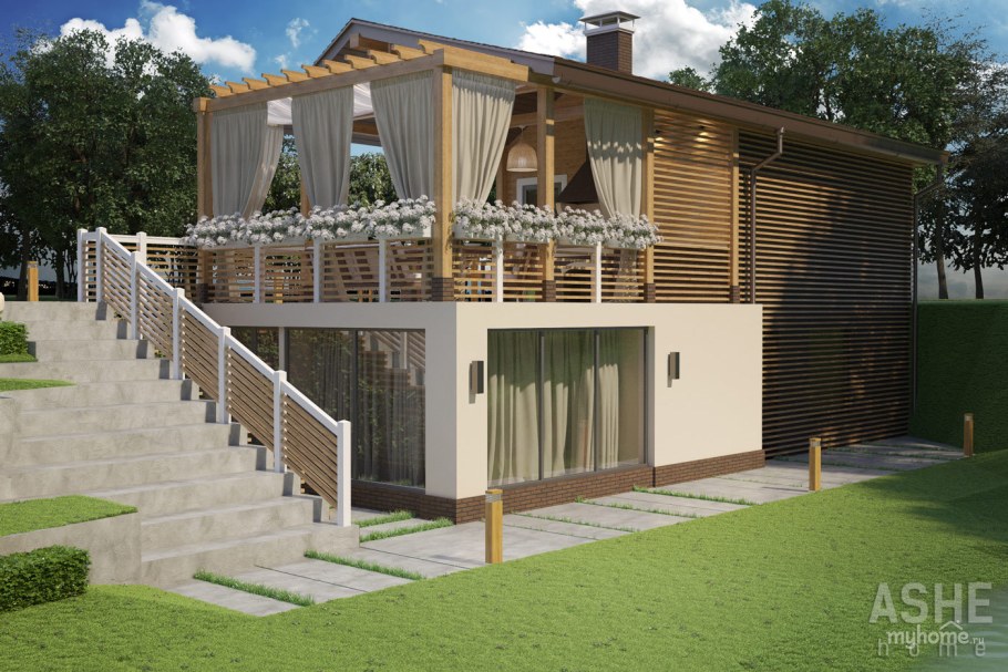 Домик с террасой на крыше