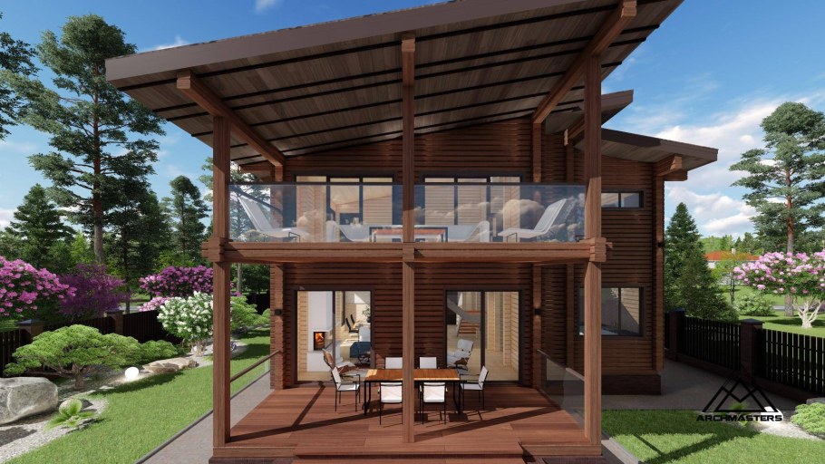 Двухэтажная беседка для дачи