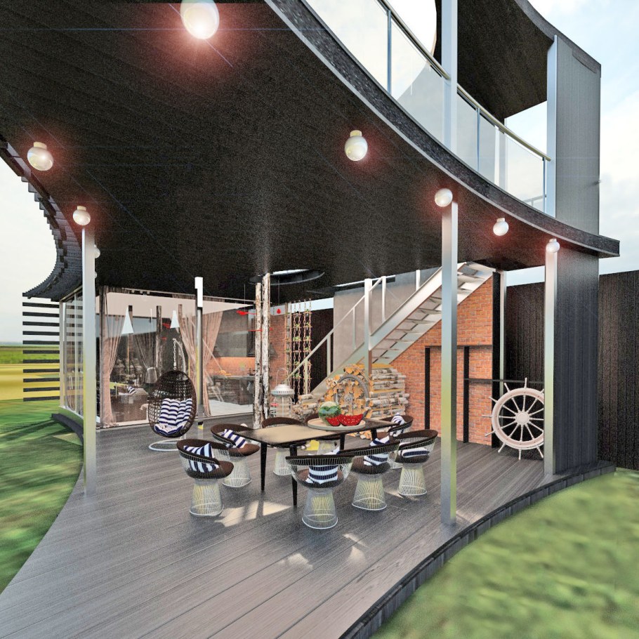 Беседка двухэтажная деревянная