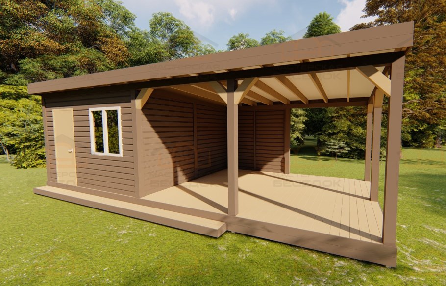 Хозблок с навесом для дачи