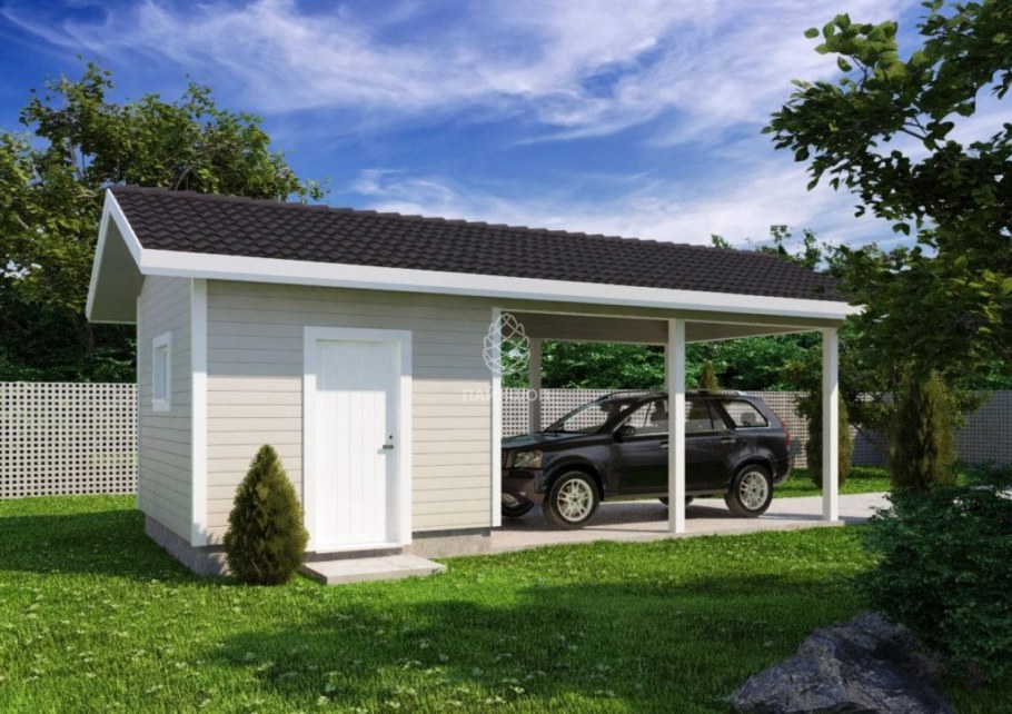 Хозблок с дровником и навесом