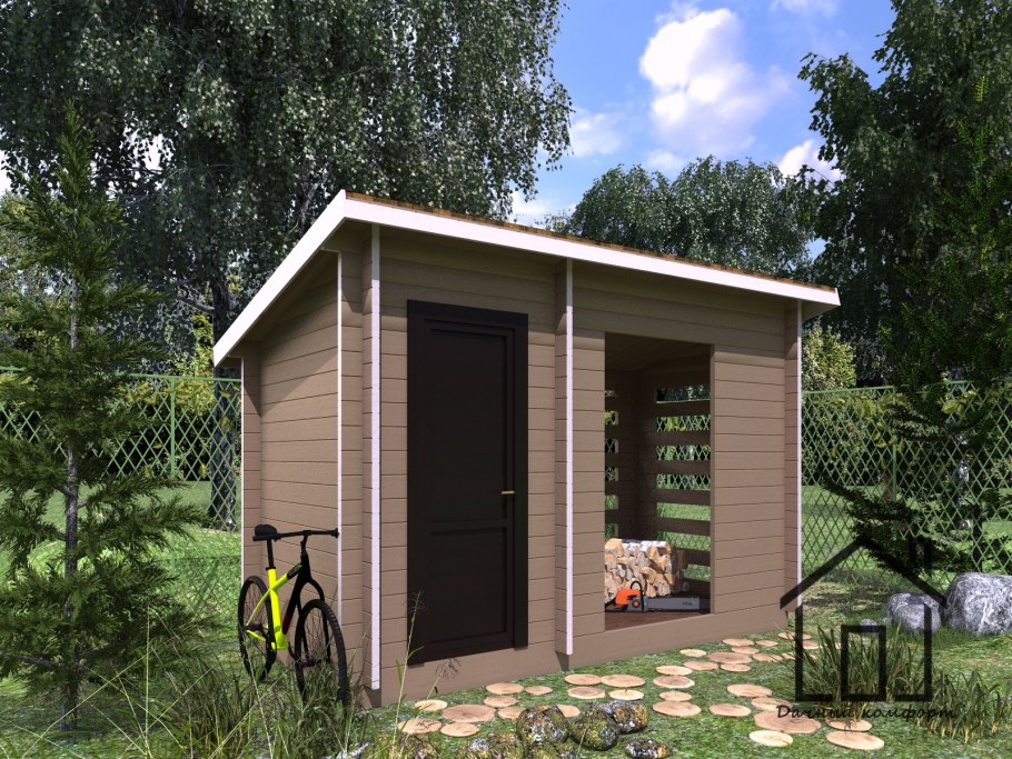 Хозблок с дровником и навесом