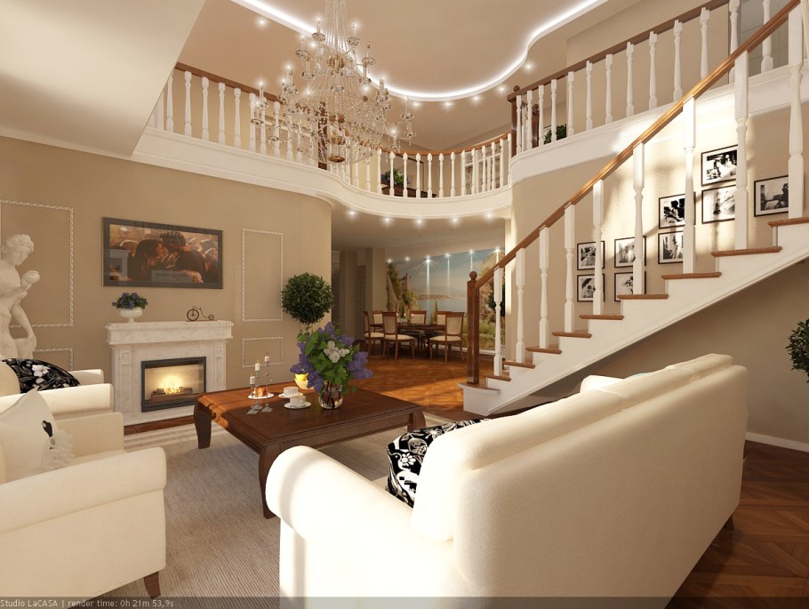 Огромная гостиная в коттедже