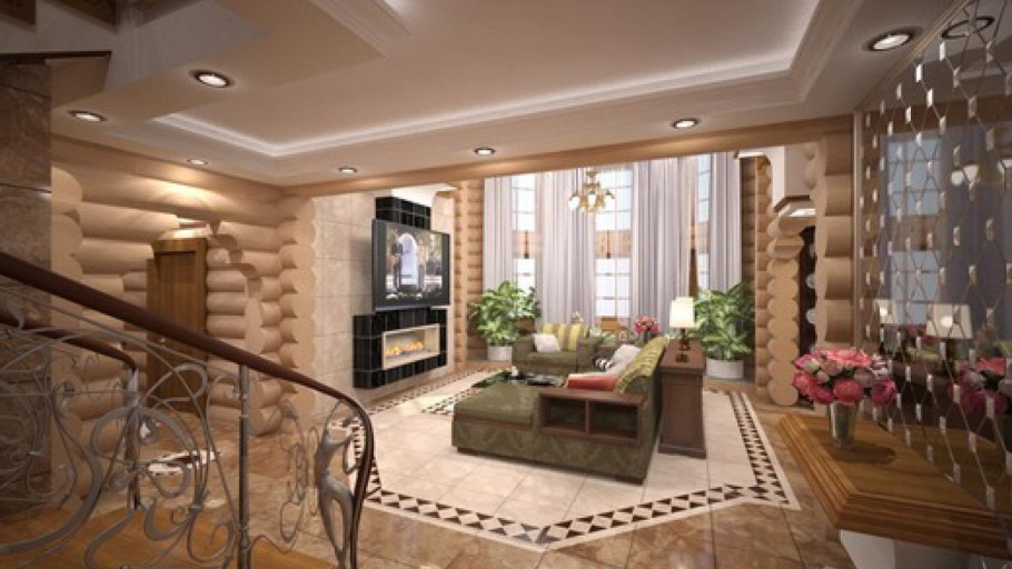 Отделка кухни гостиной в частном доме