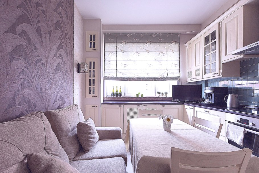 Интерьер кухни 12 кв м с диваном