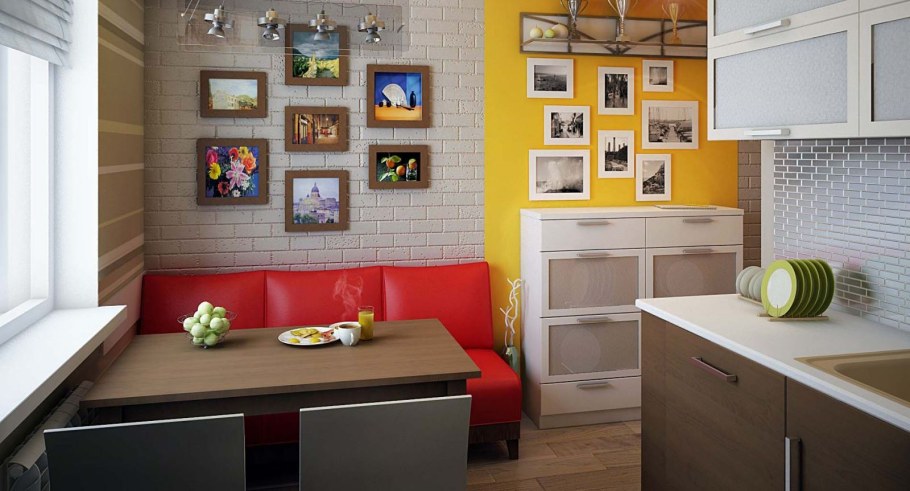 Кухня столовая с угловым диваном
