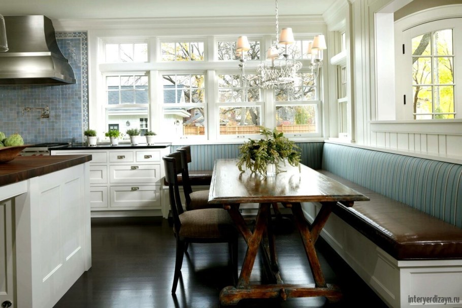 Интерьер маленькой кухни 10 кв.м с диванчиком