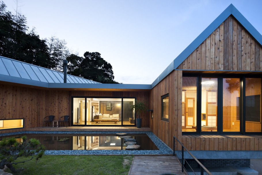 Современный дом l образный