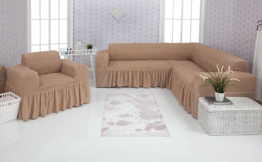 Чехол на угловой диван с оборкой Concordia 213