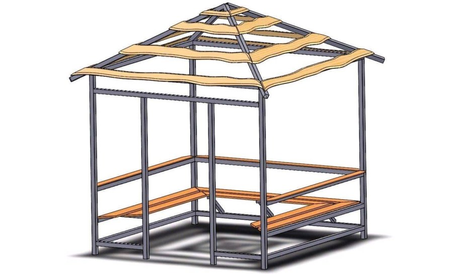 Высота беседки стандарт с четырехскатной крышей