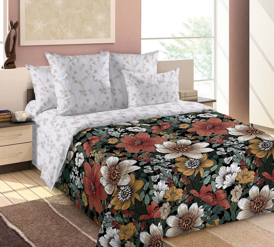 Постельное белье из перкаля 6580/1 Павлины евро