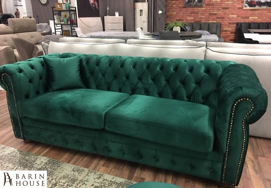 Диван Честер изумрудный