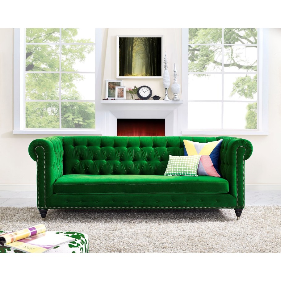 Диван зеленый вельвет