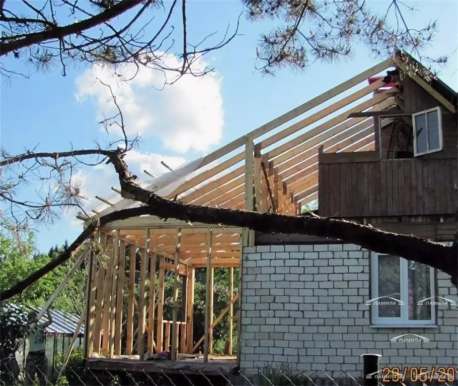 Крыша на пристройку к дому