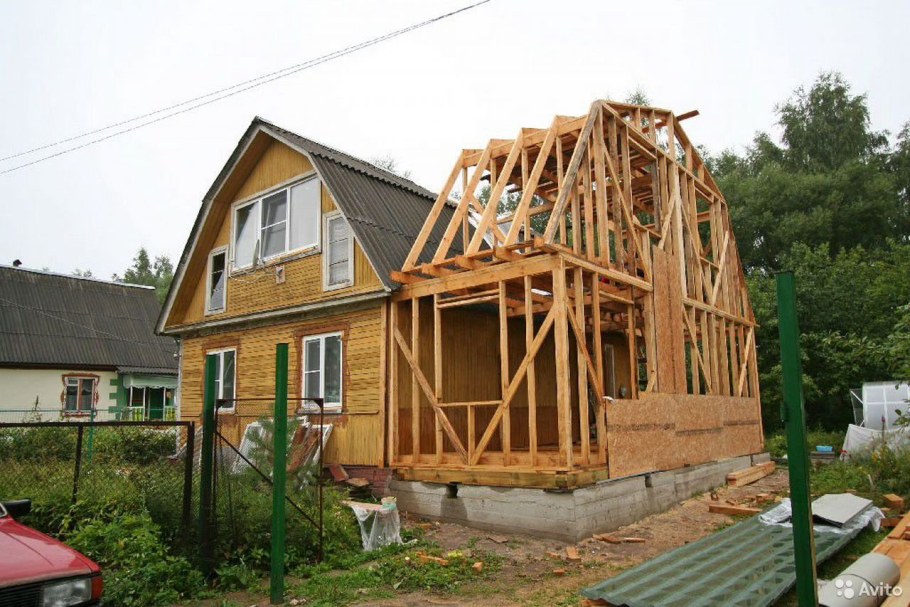 Каркасная пристройка к деревянному дому
