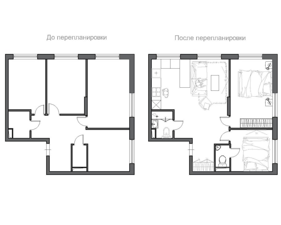 Планировка однушки 40 кв