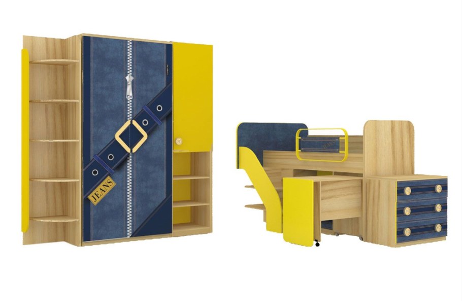 Кровать комбинированная со столом джинс ЛД 507.140