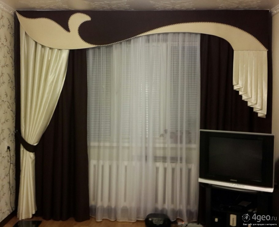 Шторы с жестким ламбрекеном для зала
