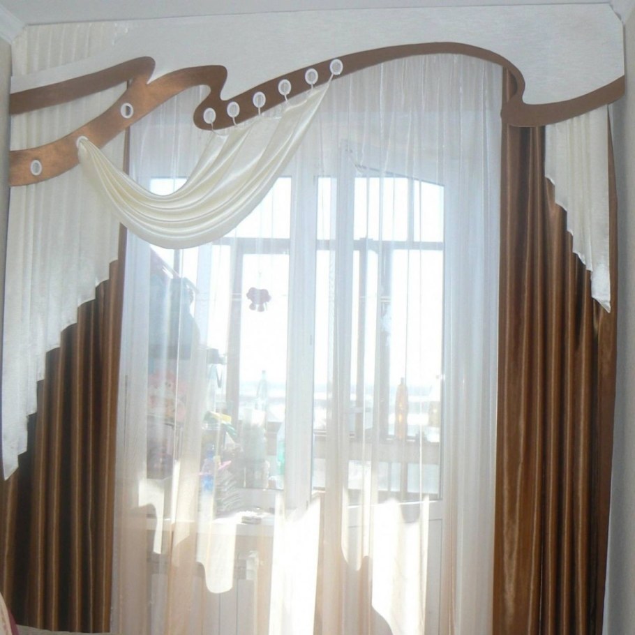 Шторы для зала с ажурным ламбрекеном