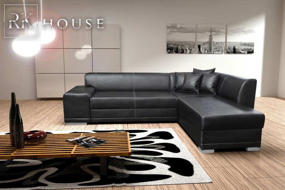 Темный угловой диван