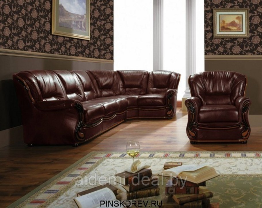 Диван Изабель 2 Пинскдрев кожаный