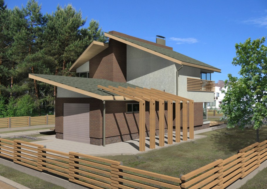 Двухуровневая кровля односкатная