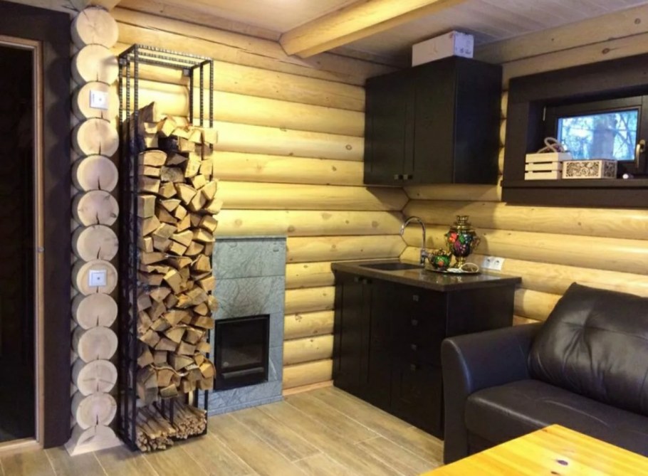 Баня из оцилиндрованного бревна отделка внутри