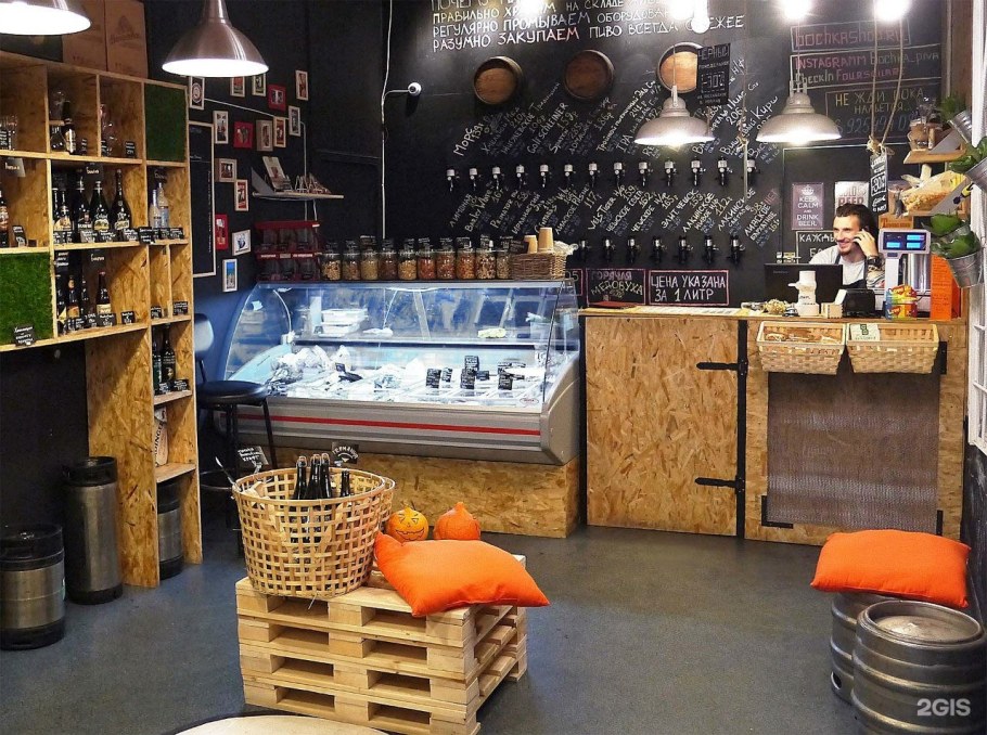 Интерьер пивного магазина в стиле лофт