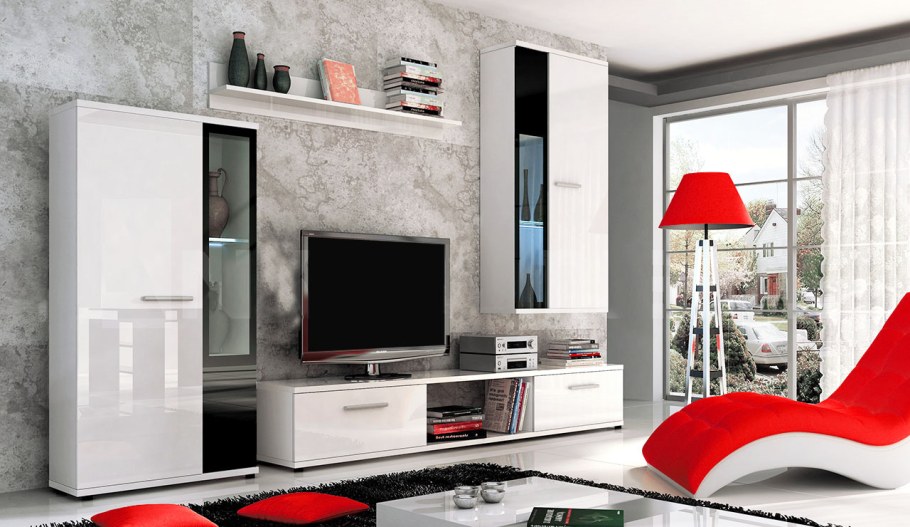 Система Йорк комод 1д1в белый жемчуг/белый глянец